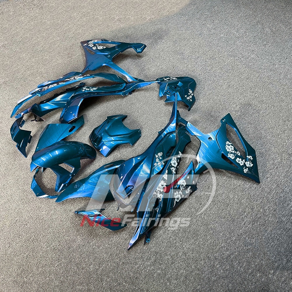 For BMW S1000RR 2023-2024 Blue Black Motorcycle Fairing Kit with Aftermarket Body Panels | NiceFairings - front angle image
