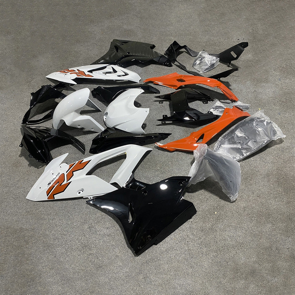 For BMW S1000RR 2017-2018 White Red Standard No Tank Cover ABS Fairing Kit, Custom Painted Motorcycle Bodywork | NiceFairings - front angle image