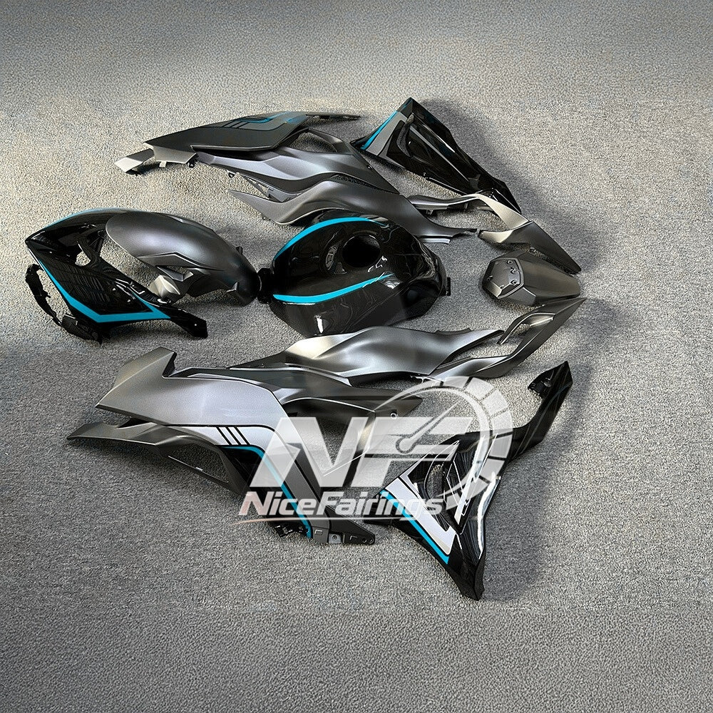 For Kawasaki ZX6R 636 Custom Painted ABS Body Kit White Blue Tank Cover | NiceFairings - front angle image
