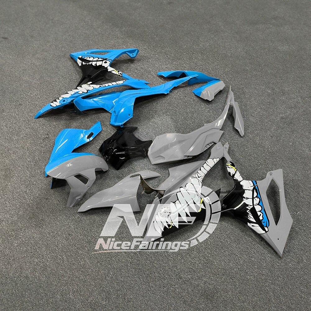 For BMW S1000RR 2019-2022 White Red Full Fairing Kit, Painted ABS Motorcycle Plastics | NiceFairings - front angle image