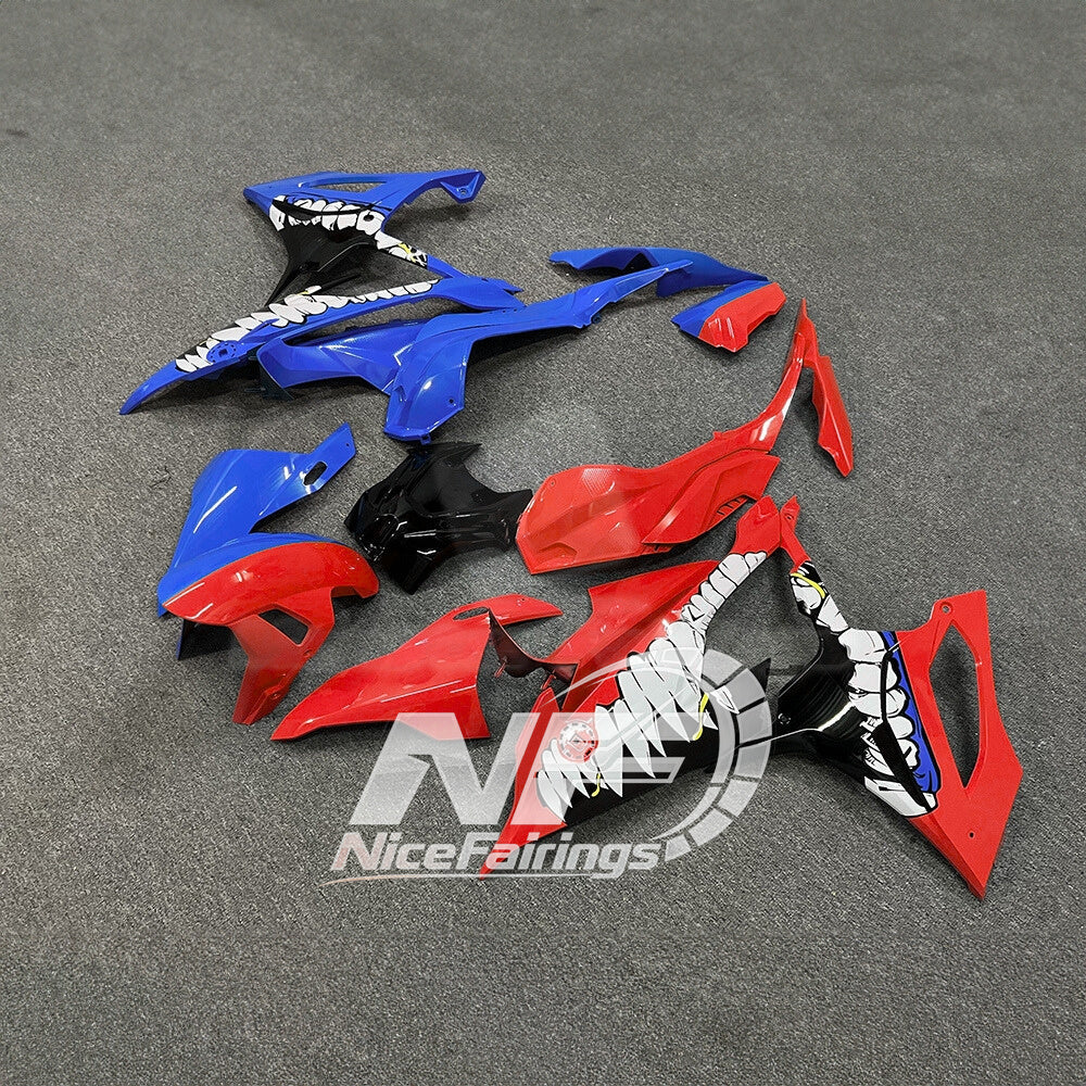 For BMW S1000RR 2019-2022 Silver Black Custom Fairings, ABS Replacement Plastics Full Body Kit | NiceFairings - front angle image