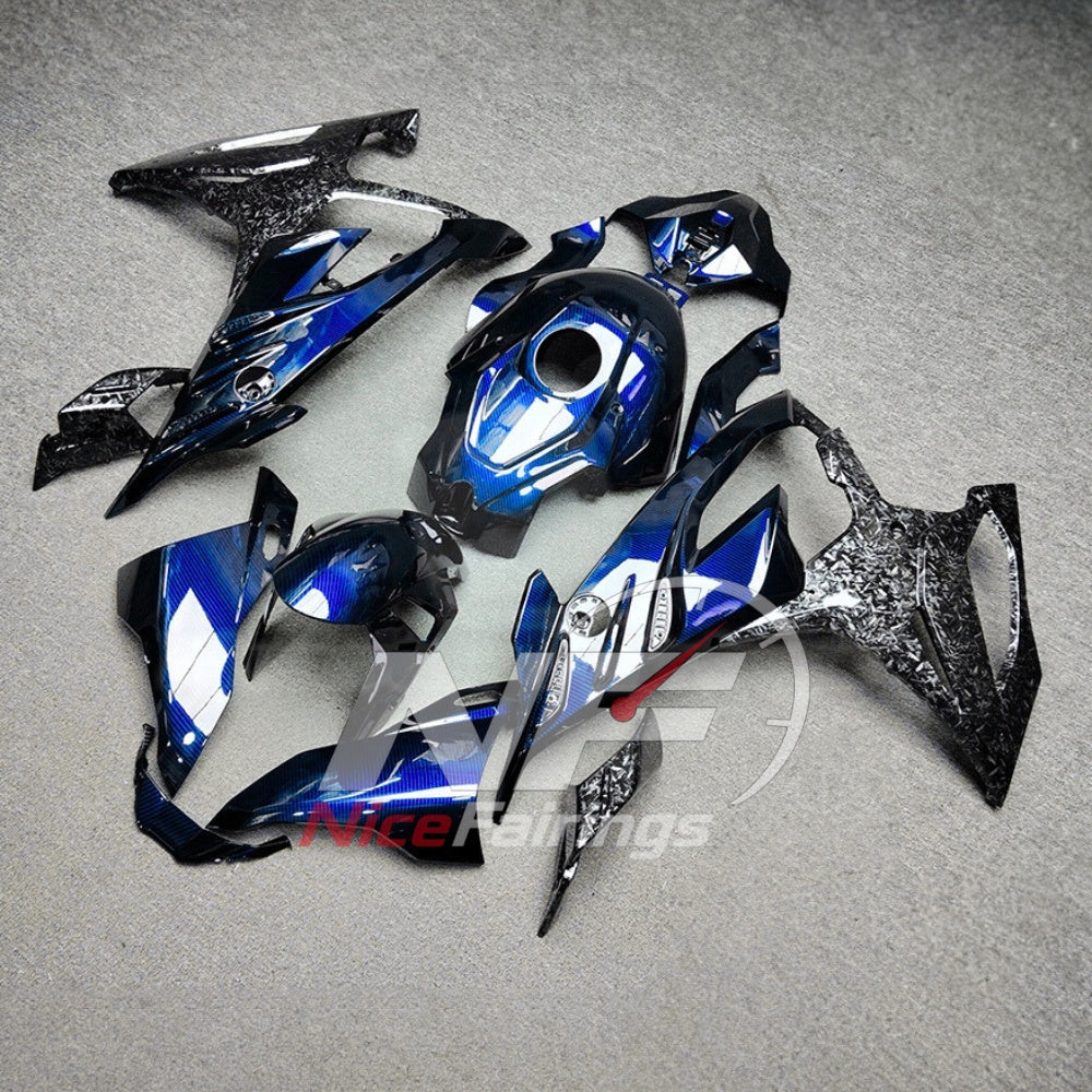 For BMW S1000RR 2023-2024 Blue Black ABS Fairing Kit with Painted Bodywork and Replacement Panels | NiceFairings - front angle image