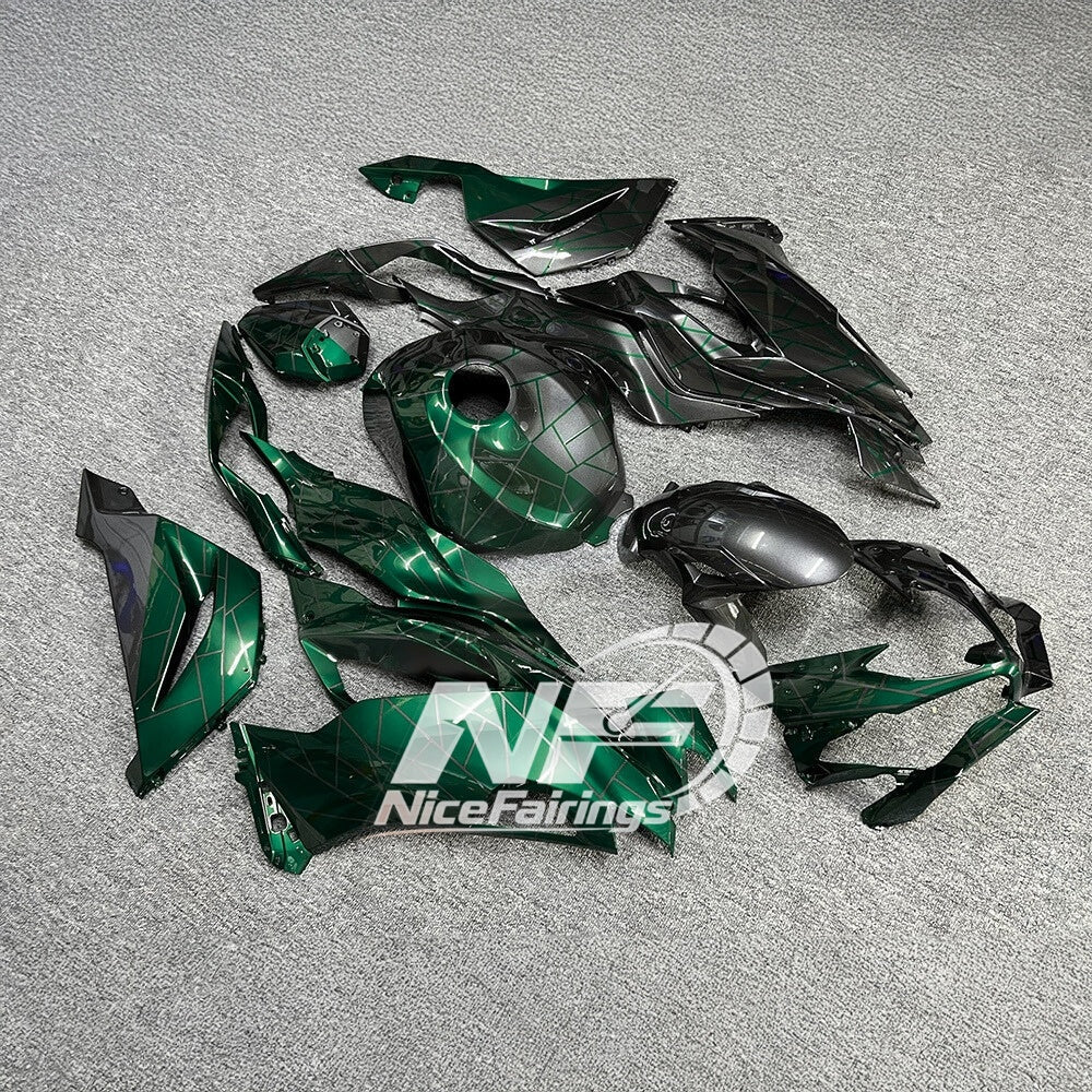 For Kawasaki ZX6R 636 2019-2023 ABS Fairing Kit Green Black Special Edition | NiceFairings - front angle image