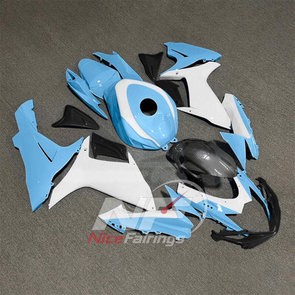 For Suzuki GSXR600 GSXR750 K11 2011-2016 ABS Body Kit Blue White Street Track Fairings | NiceFairings - front angle image