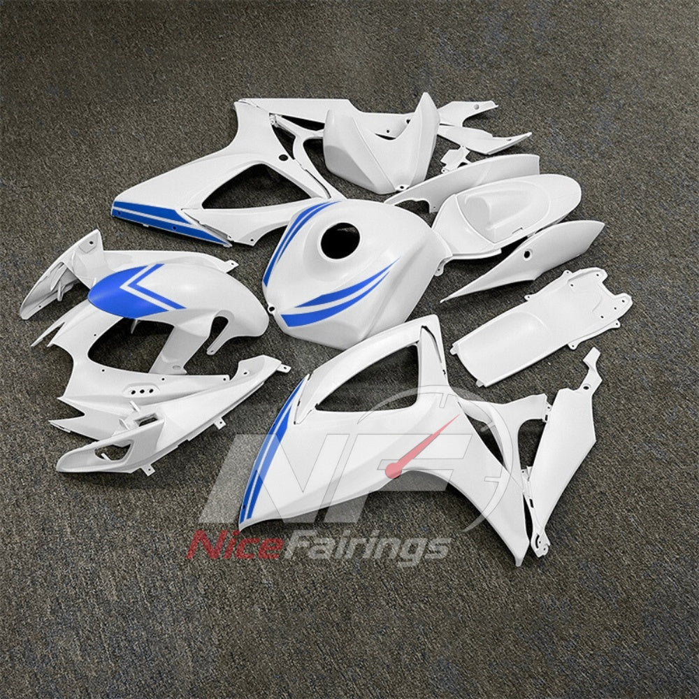 For Suzuki GSXR600 GSXR750 K6 2006-2007 ABS Body Kit White Street Track Fairings | NiceFairings - front angle image