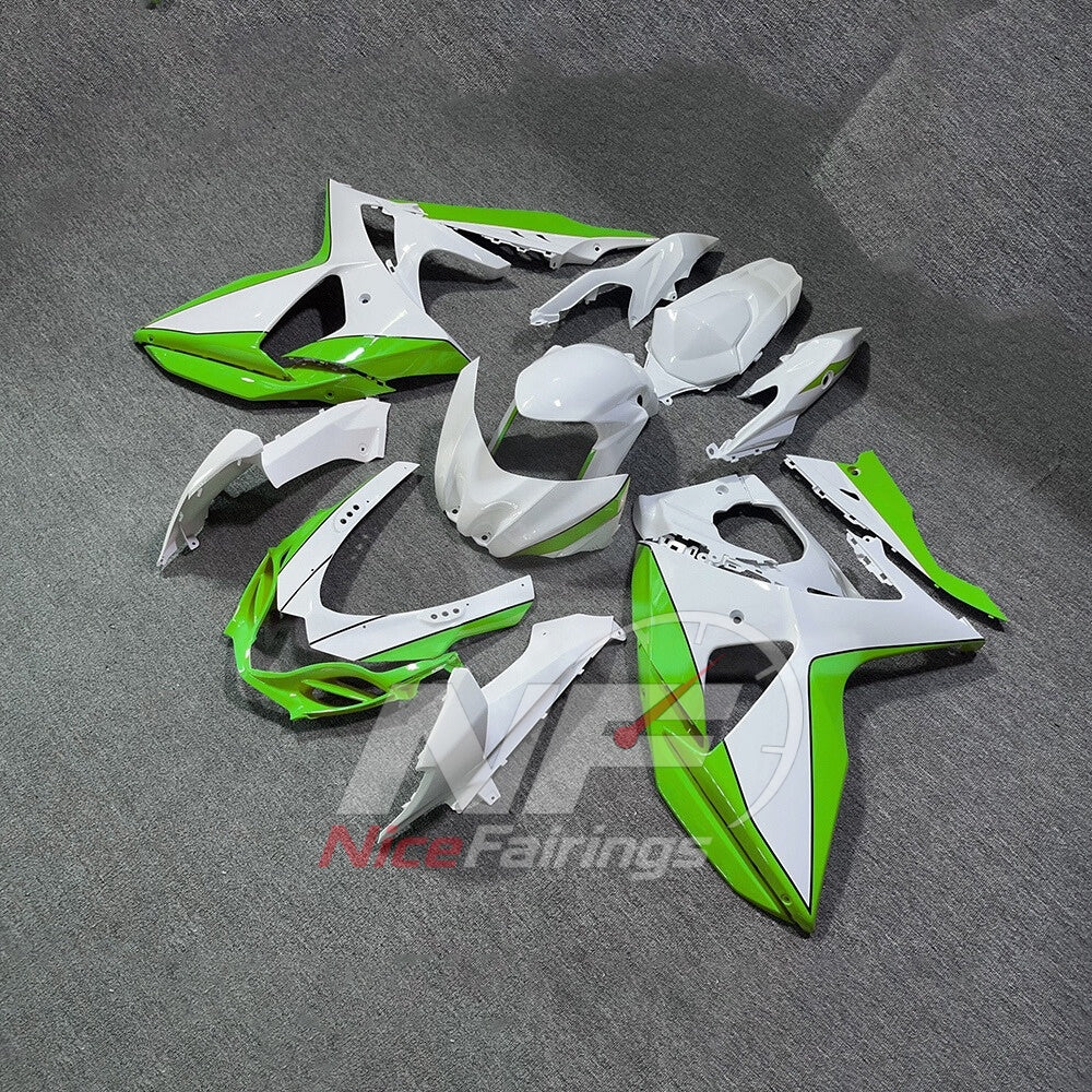 For Suzuki GSXR1000 K17 2017-2026 ABS Fairing Kit Green White Painted Bodywork | NiceFairings - front angle image
