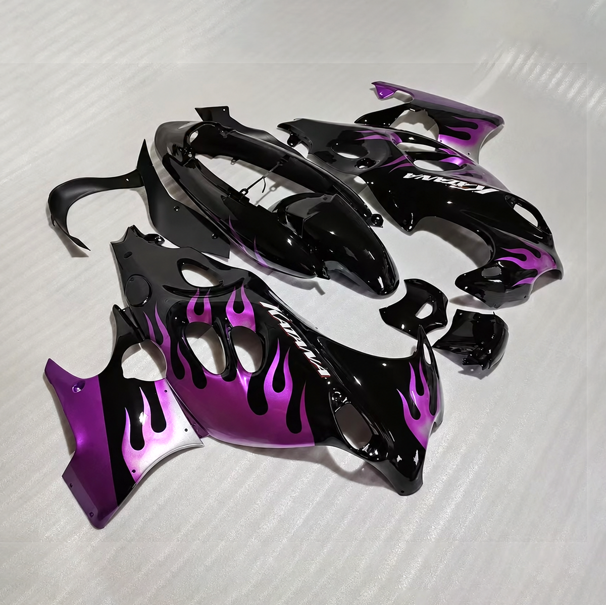 For Suzuki GSX600F GSX750F 2003-2006 Black Purple Flame Fairings Kit | NiceFairings - front angle image