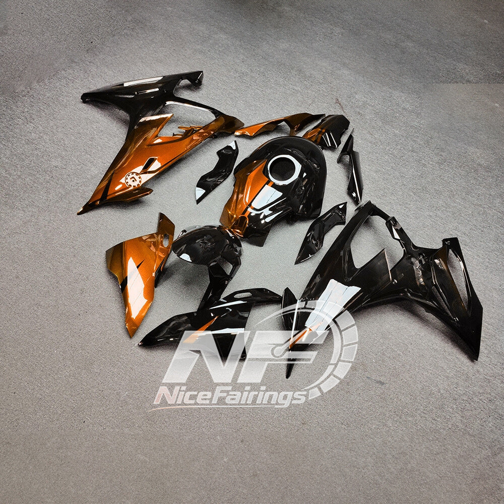 For BMW S1000RR 2019-2022 Orange Black Custom Painted ABS Body Kit With Tank Cover | NiceFairings - front angle image