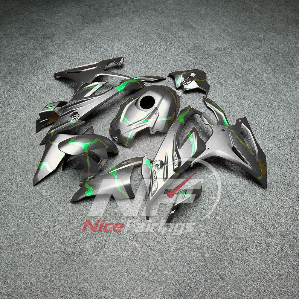For BMW S1000RR 2023-2024 Green Black ABS Fairing Kit with Painted Bodywork and Replacement Panels | NiceFairings - front angle image