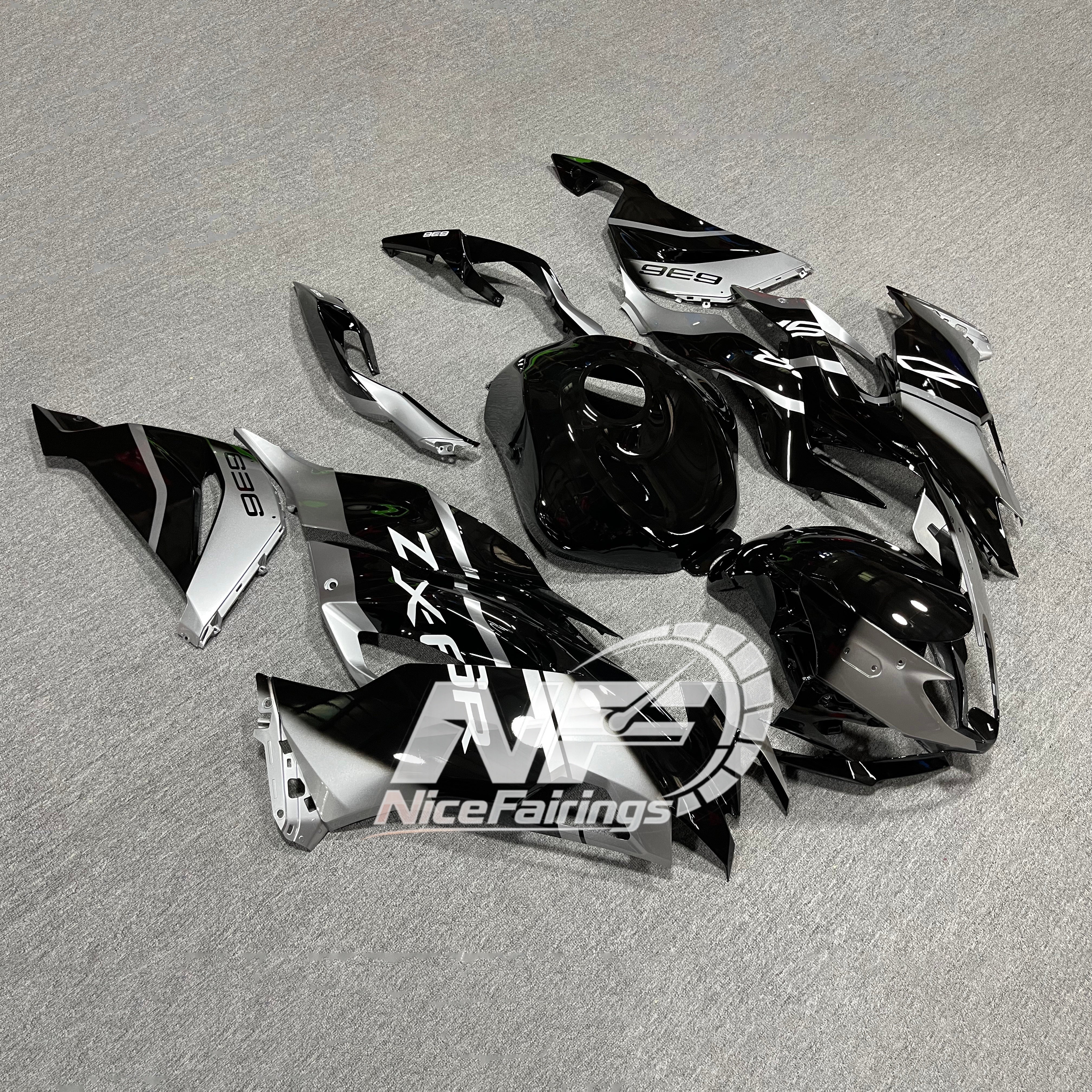 Kawasaki ZX6R 636 2019-2023 ABS Fairing Kit Orange Black Tank Cover | NiceFairings - front angle image