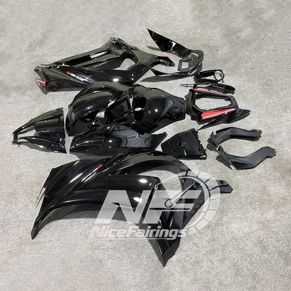 Ninja ZX10R 2011-2015 Custom Painted Replacement Plastics | NiceFairings - front angle image