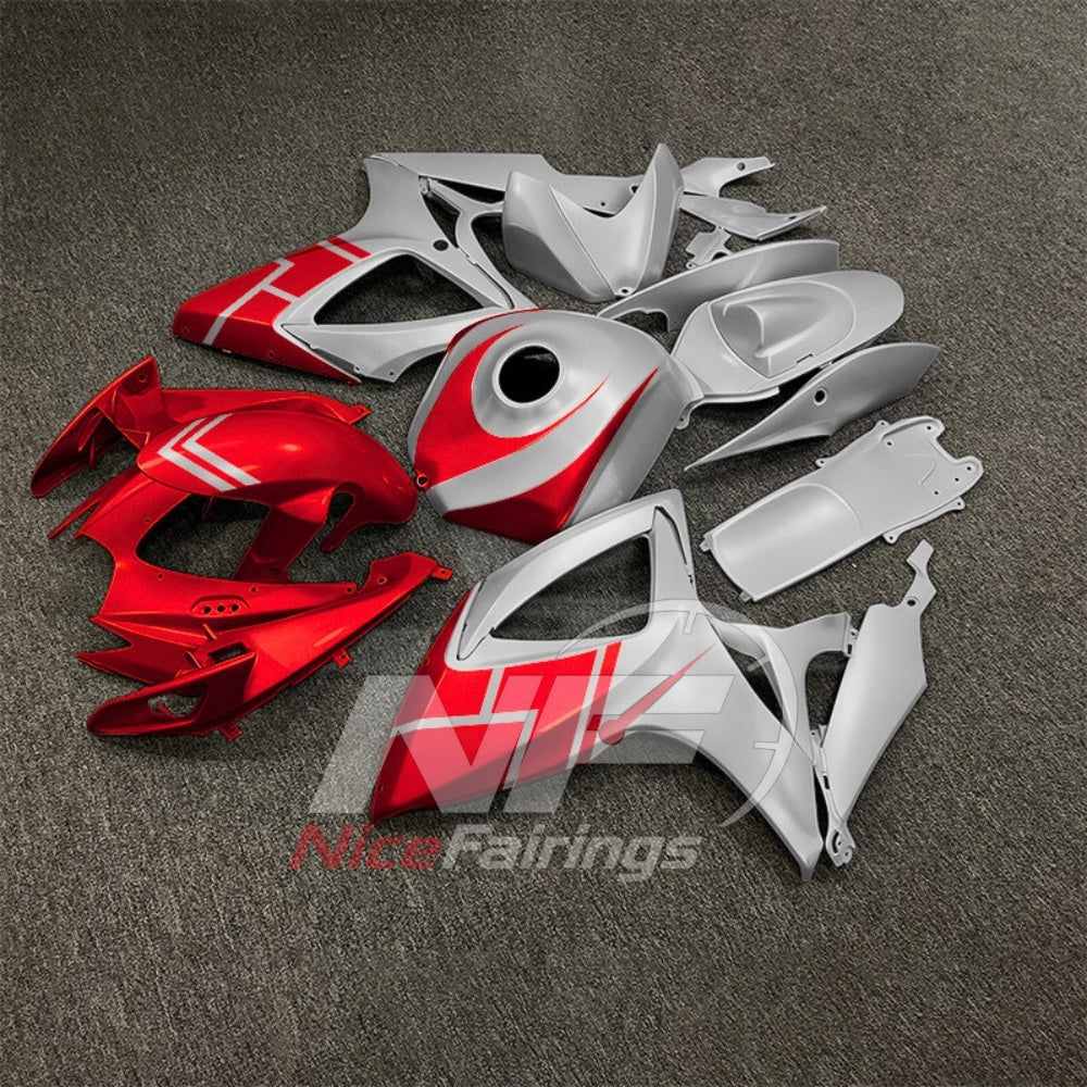 For Suzuki GSXR600 GSXR750 K6 2006-2007 ABS Fairing Kit Gray Red Painted Bodywork | NiceFairings - front angle image