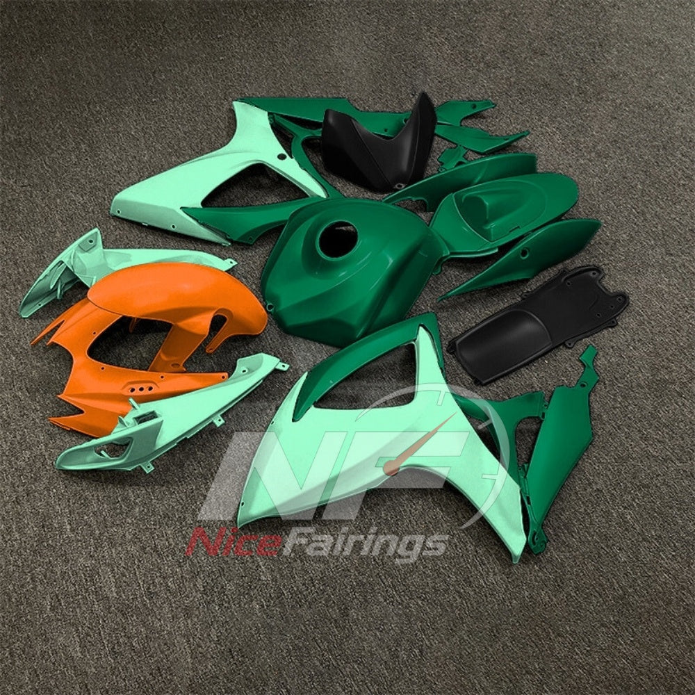For Suzuki GSXR600 GSXR750 K6 2006-2007 ABS Body Kit Green Gray Street Track Fairings | NiceFairings - front angle image
