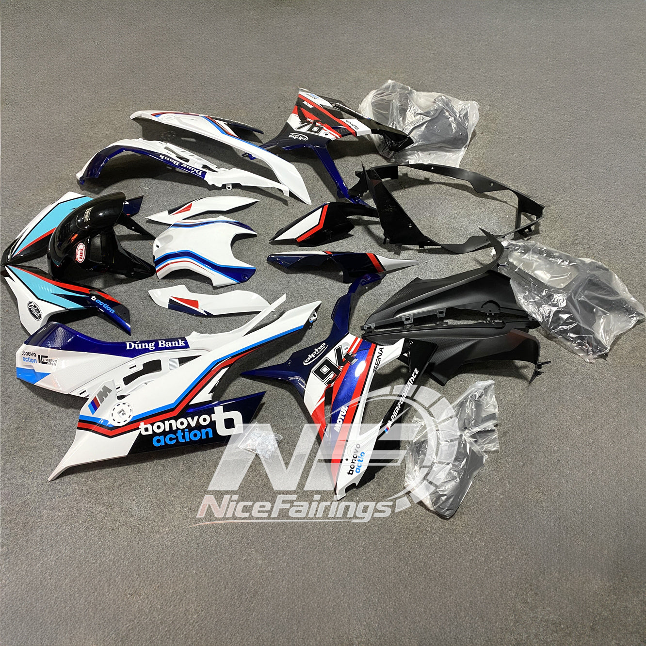 For BMW S1000RR 2019-2022 Track Edition Full Fairing Kit, Painted ABS Motorcycle Plastics | NiceFairings - front angle image