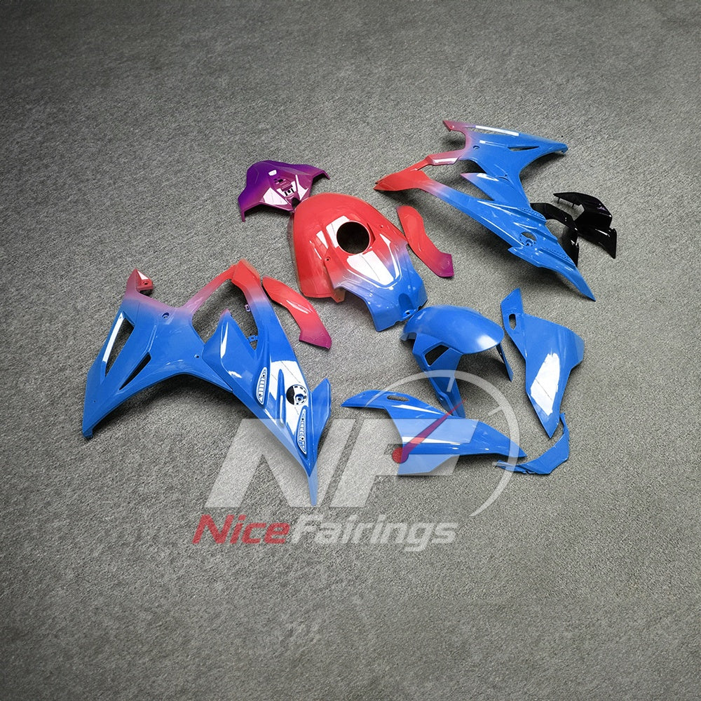 For BMW S1000RR 2023-2024 Blue Black Custom Fairings with ABS Sportbike Plastics and Full Body Kit | NiceFairings - front angle image