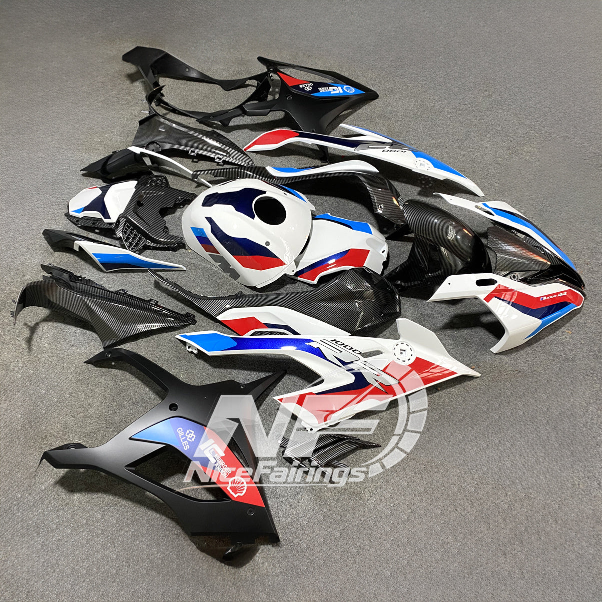 For BMW S1000RR 2019-2022 Red Black Premium Edition Custom Fairings, ABS Replacement Plastics Full Body Kit | NiceFairings - front angle image