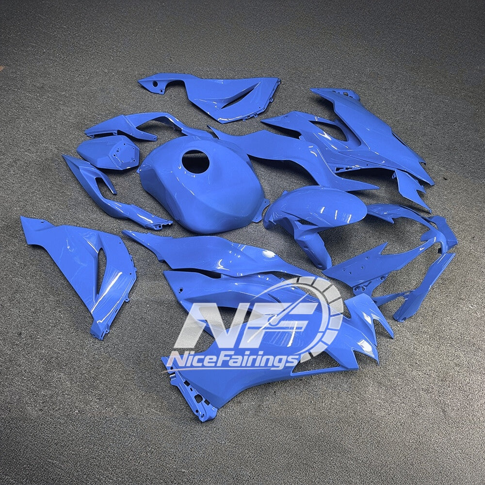 Kawasaki ZX-6R 636 2019-2023 Replacement Fairing Set Blue Silver Tank Cover | NiceFairings - front angle image