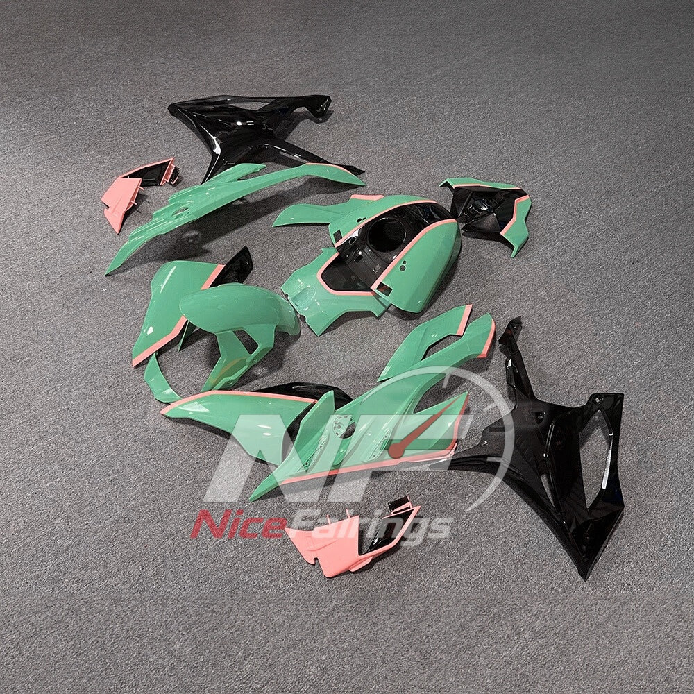 For BMW S1000RR 2023-2024 Green Black ABS Fairing Kit with Painted Bodywork and Replacement Panels | NiceFairings - front angle image