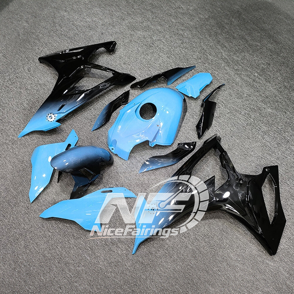 For BMW S1000RR 2019-2022 Tri Color Premium Edition ABS Fairing Kit, Custom Painted Motorcycle Bodywork | NiceFairings - front angle image
