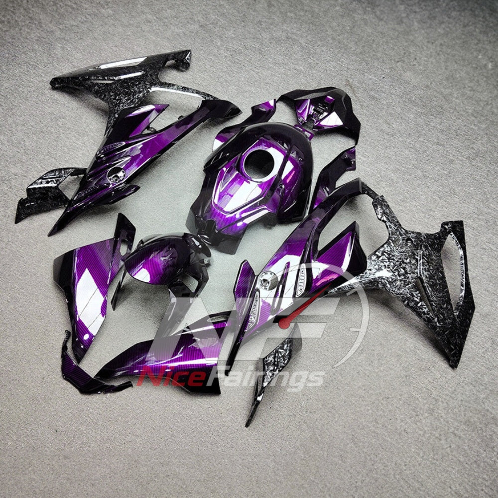 For BMW S1000RR 2023-2024 Pink Black Custom Fairings with ABS Sportbike Plastics and Full Body Kit | NiceFairings - front angle image