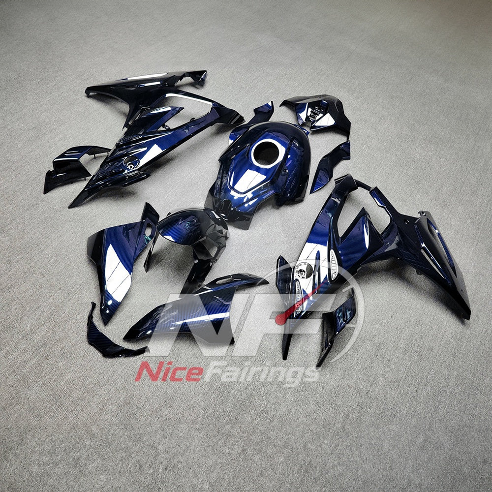 For BMW S1000RR 2023-2024 Blue Black ABS Fairing Kit with Painted Bodywork and Replacement Panels | NiceFairings - front angle image
