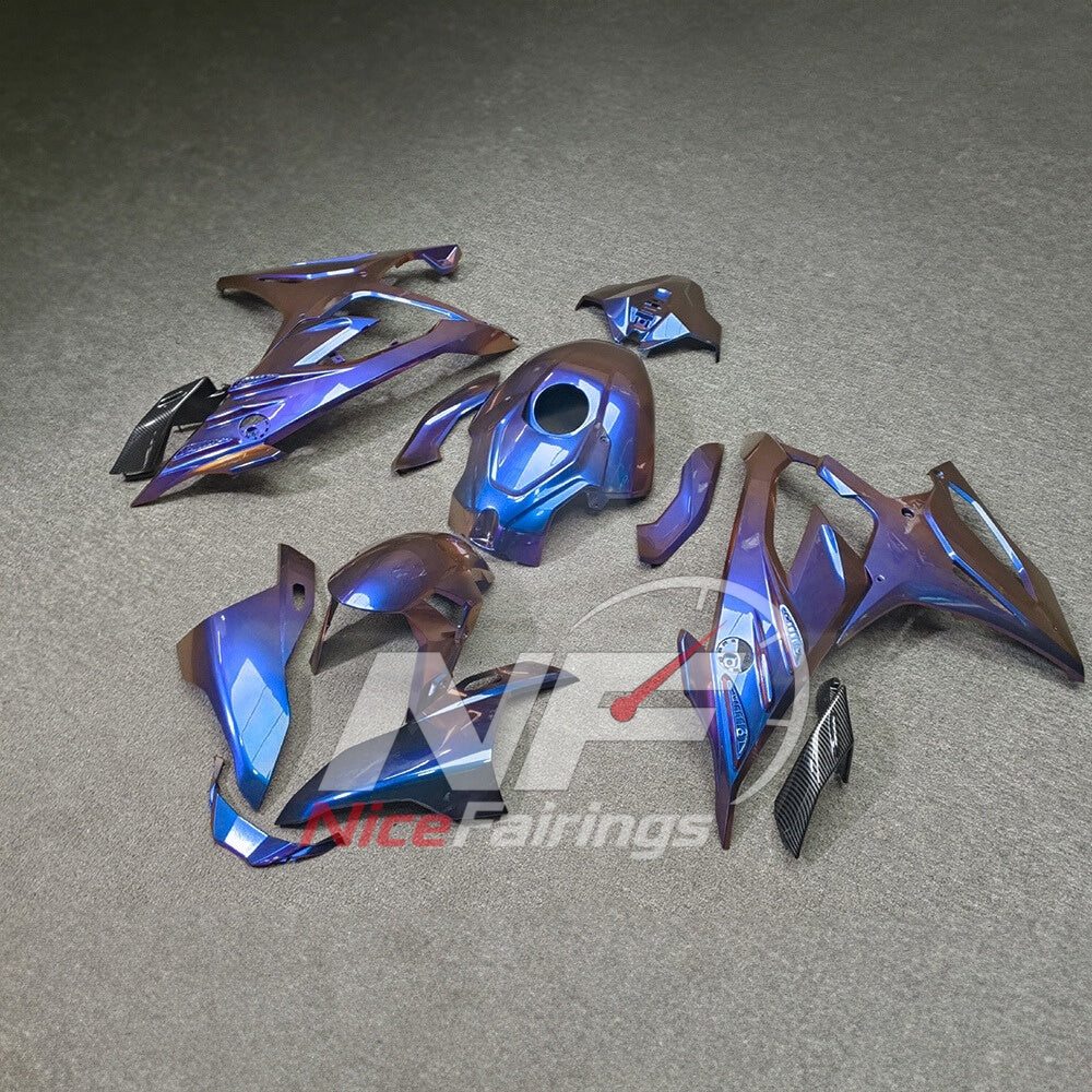 For BMW S1000RR 2023-2024 Blue Black Custom Fairings with ABS Sportbike Plastics and Full Body Kit | NiceFairings - front angle image