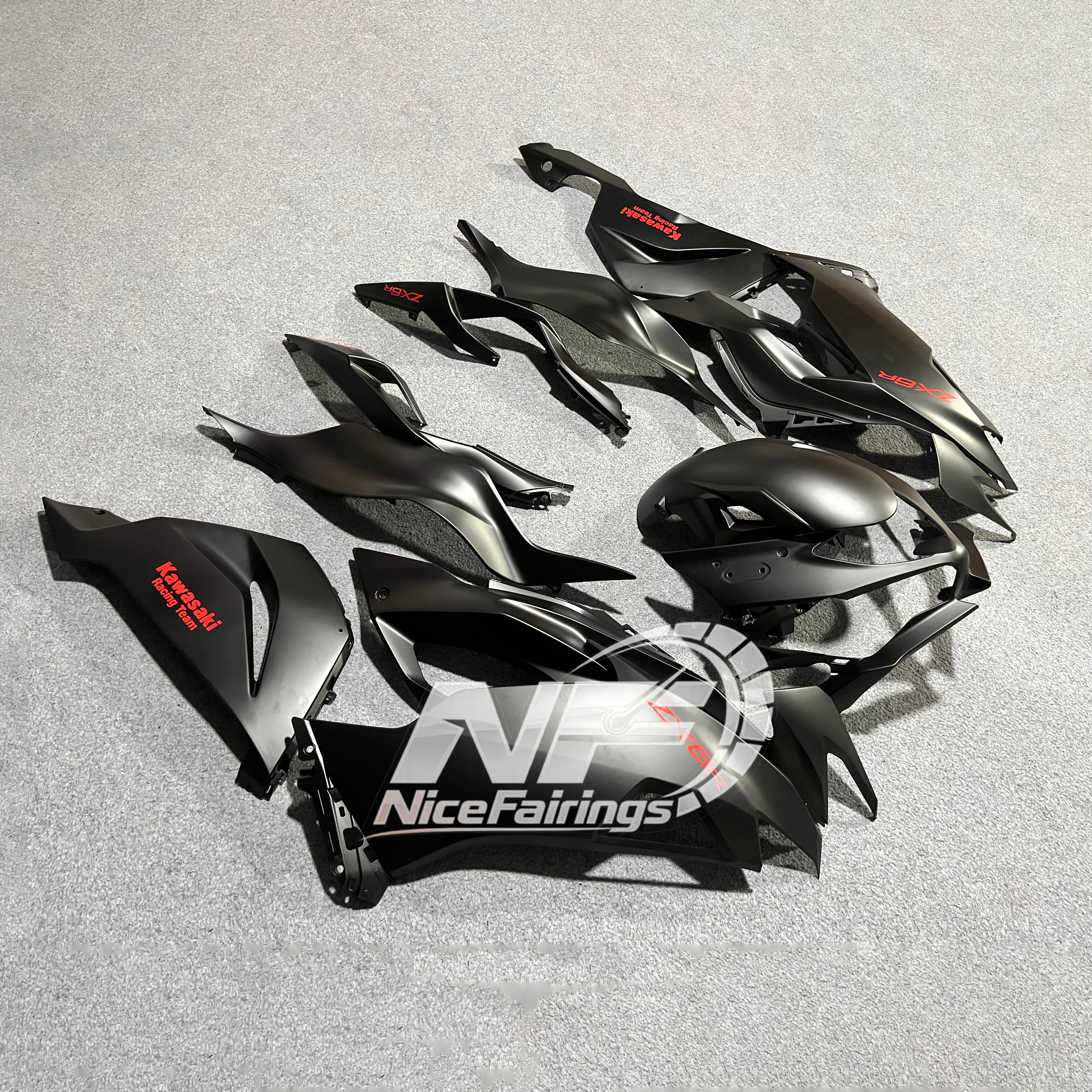 ZX6R 636 2019-2023 Painted Motorcycle Bodywork Custom Graphics | NiceFairings - front angle image
