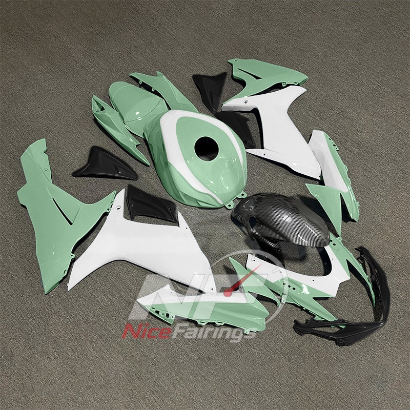 For Suzuki GSX-R600 GSX-R750 K11 2011-2016 Sportbike Fairing Set White Black Custom Painted Plastics | NiceFairings - front angle image
