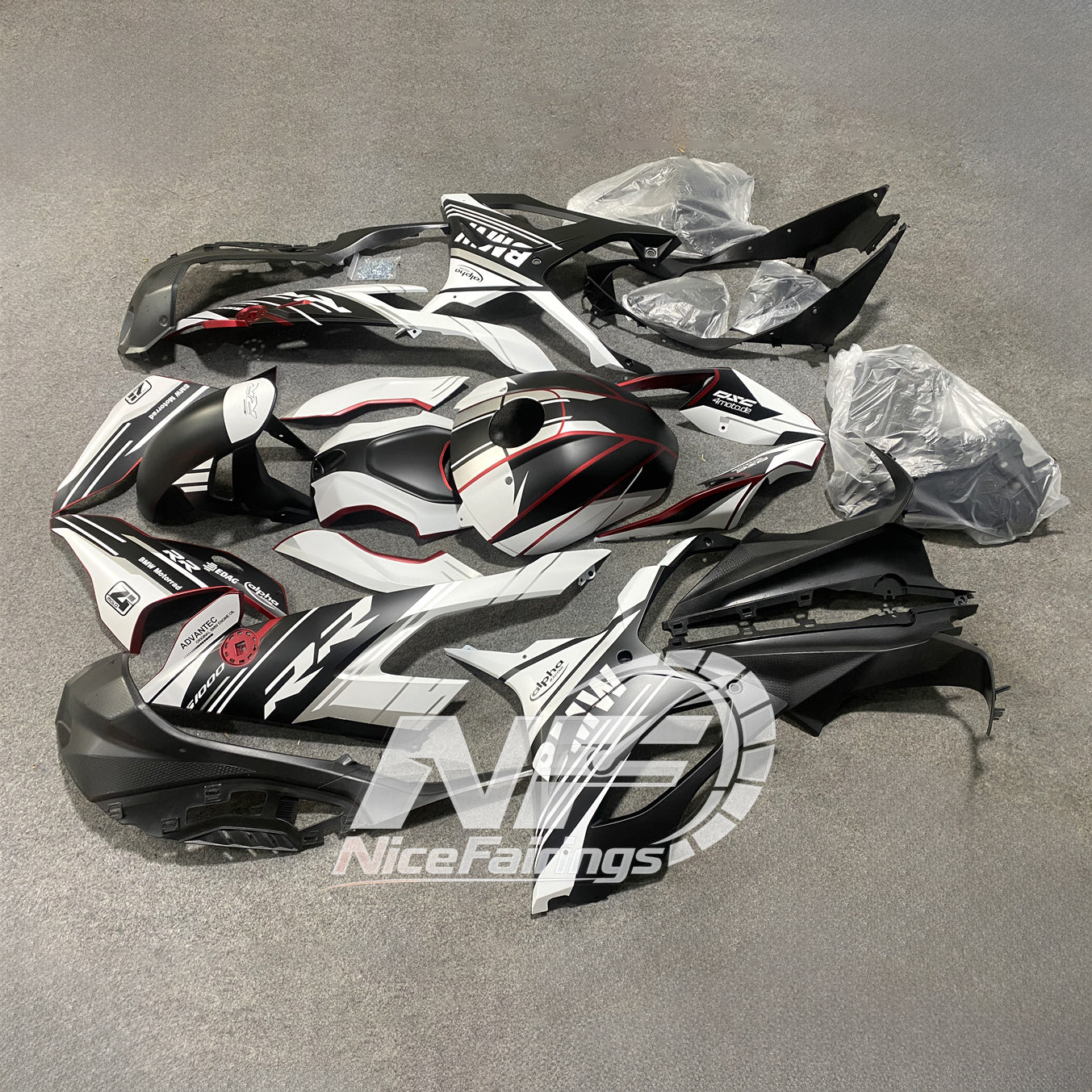 For BMW S1000RR 2019-2022 Full Body Kit Custom Fairings, ABS Replacement Plastics Full Body Kit | NiceFairings - front angle image