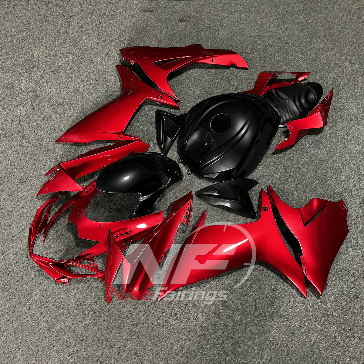 For Suzuki GSX-R600 GSX-R750 K11 2011-2016 Sportbike Fairing Set Red Black Custom Painted Plastics | NiceFairings - front angle image