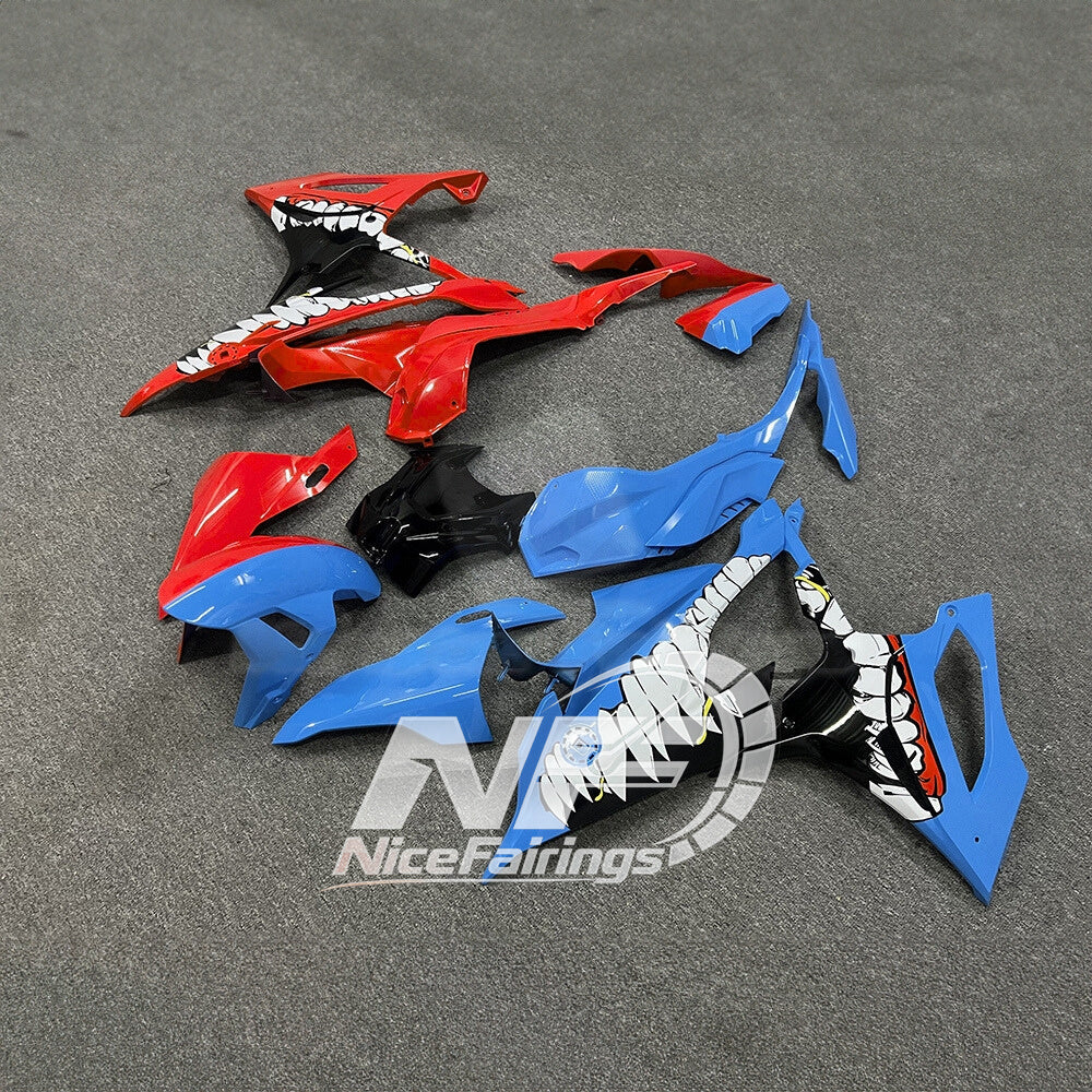 For BMW S1000RR 2019-2022 Carbon Look Full Fairing Kit, Painted ABS Motorcycle Plastics | NiceFairings - front angle image