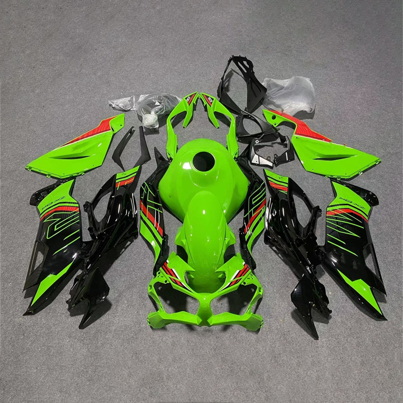 ZX6R 636 2019-2023 Painted Motorcycle Bodywork Grey Red Tank Cover | NiceFairings - front angle image