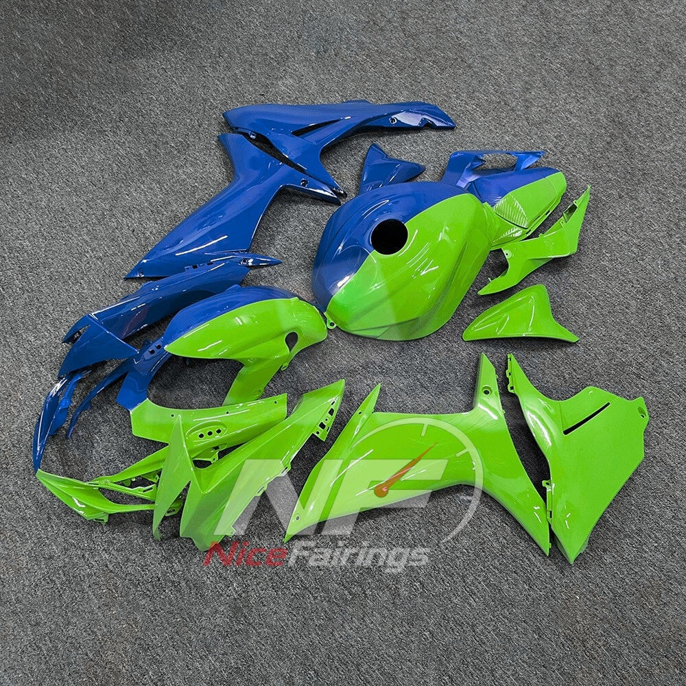 For Suzuki GSXR600 GSXR750 K11 2011-2016 Motorcycle Fairing Kit Blue Green Body Panels | NiceFairings - front angle image
