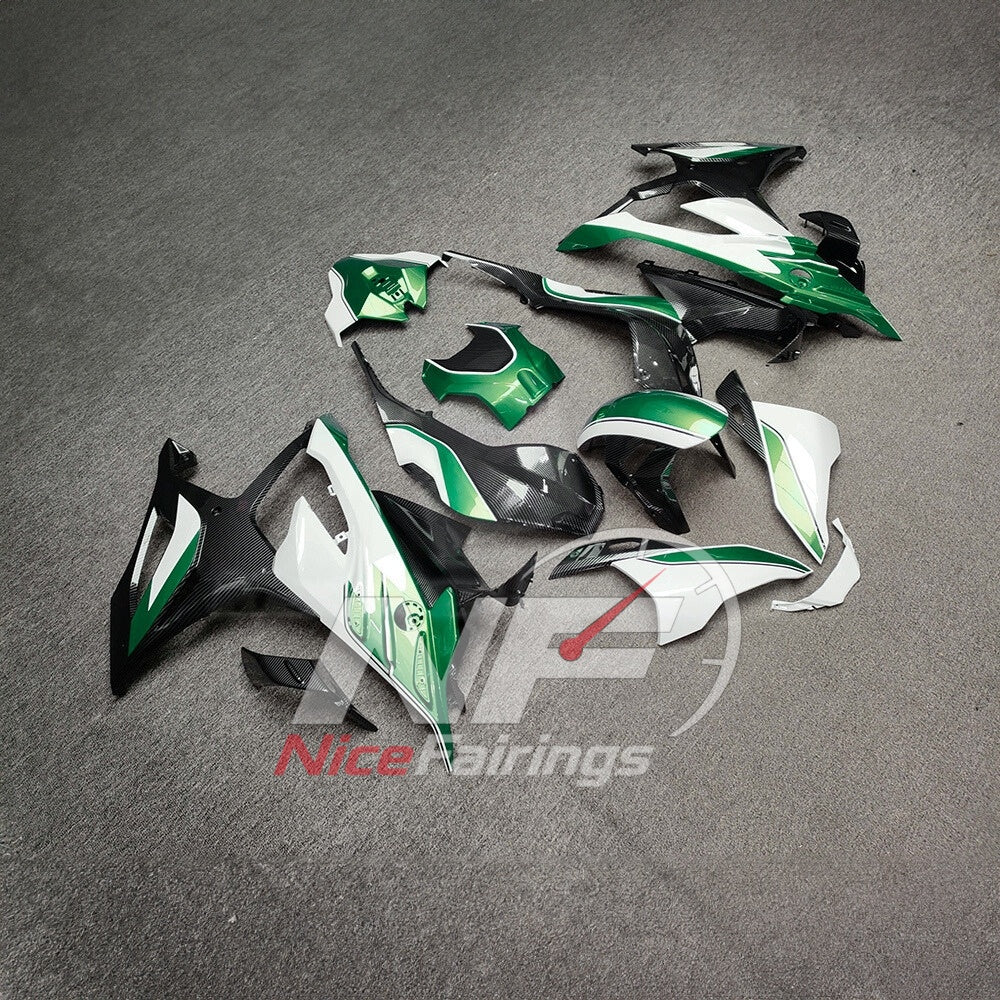 For BMW S1000RR 2023-2024 Green Black Motorcycle Fairing Kit with Aftermarket Body Panels | NiceFairings - front angle image