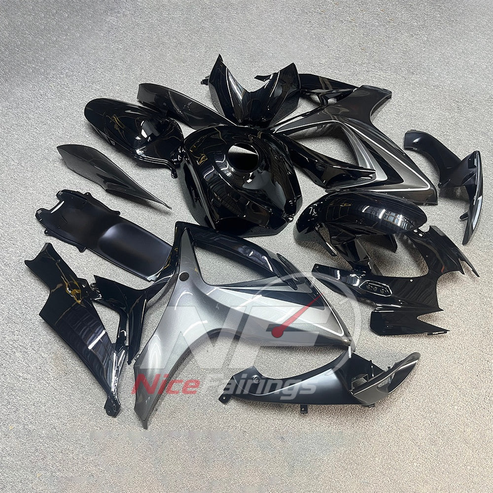 For Suzuki GSX-R600 GSX-R750 K6 2006-2007 Sportbike Fairing Set Gray Black Custom Painted Plastics | NiceFairings - front angle image