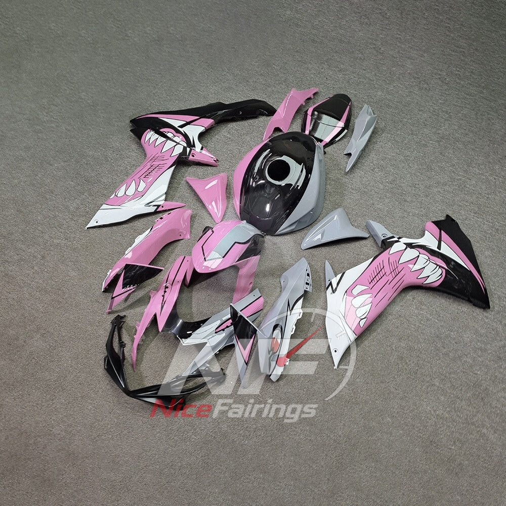 For Suzuki GSX-R600 GSX-R750 K11 2011-2016 Custom Fairings Black Pink ABS Sportbike Plastics | NiceFairings - front angle image