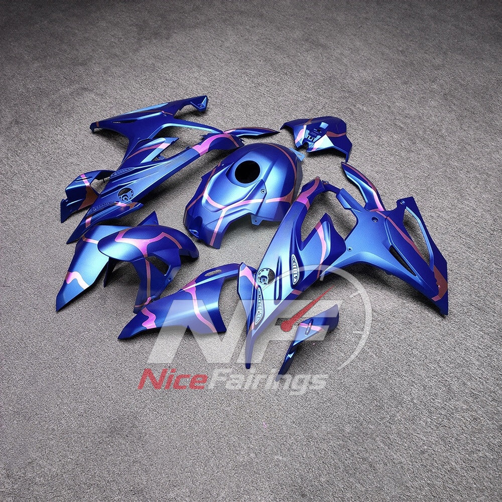 For BMW S1000RR 2023-2024 Blue Black ABS Fairing Kit with Painted Bodywork and Replacement Panels | NiceFairings - front angle image