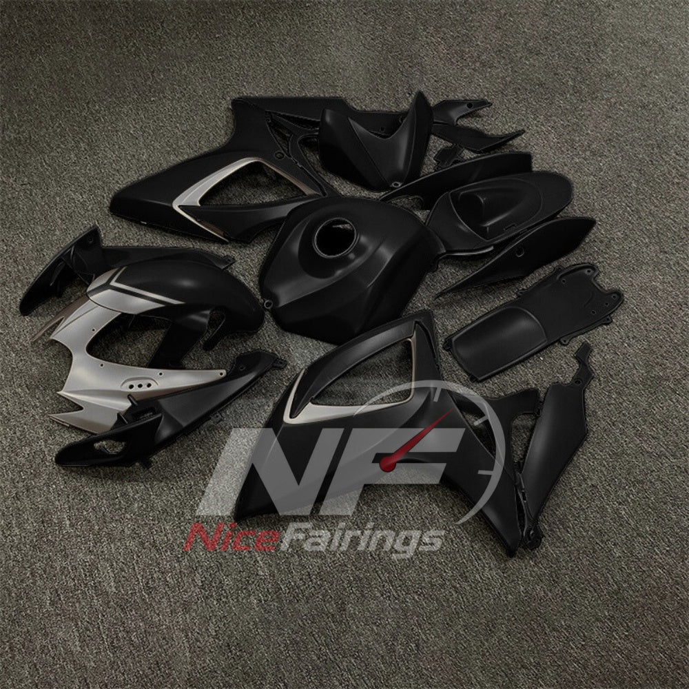 For Suzuki GSX-R600 GSX-R750 K6 2006-2007 Sportbike Fairing Set Black Gray Custom Painted Plastics | NiceFairings - front angle image