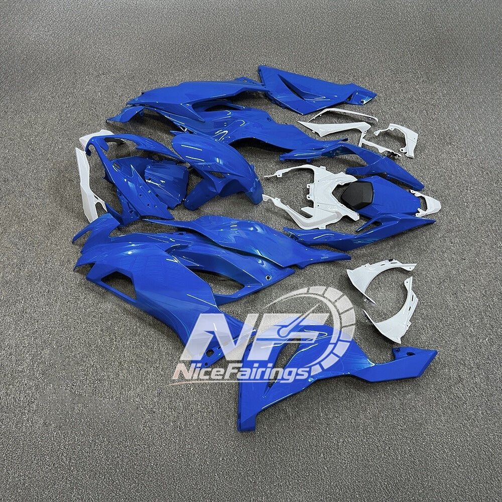 Kawasaki ZX-6R 636 2019-2023 Replacement Fairing Set Blue Silver | NiceFairings - front angle image