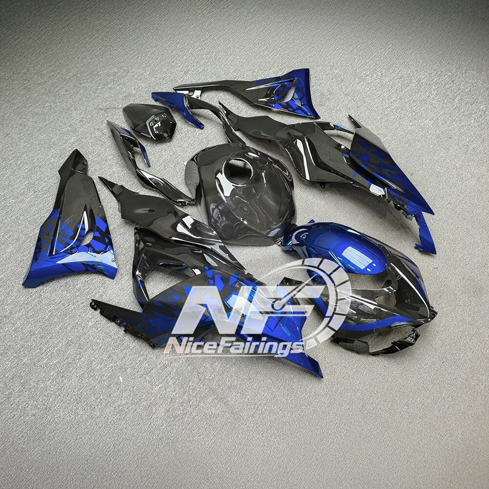 For Kawasaki ZX6R 636 Custom Painted ABS Body Kit Blue Silver Special Edition | NiceFairings - front angle image