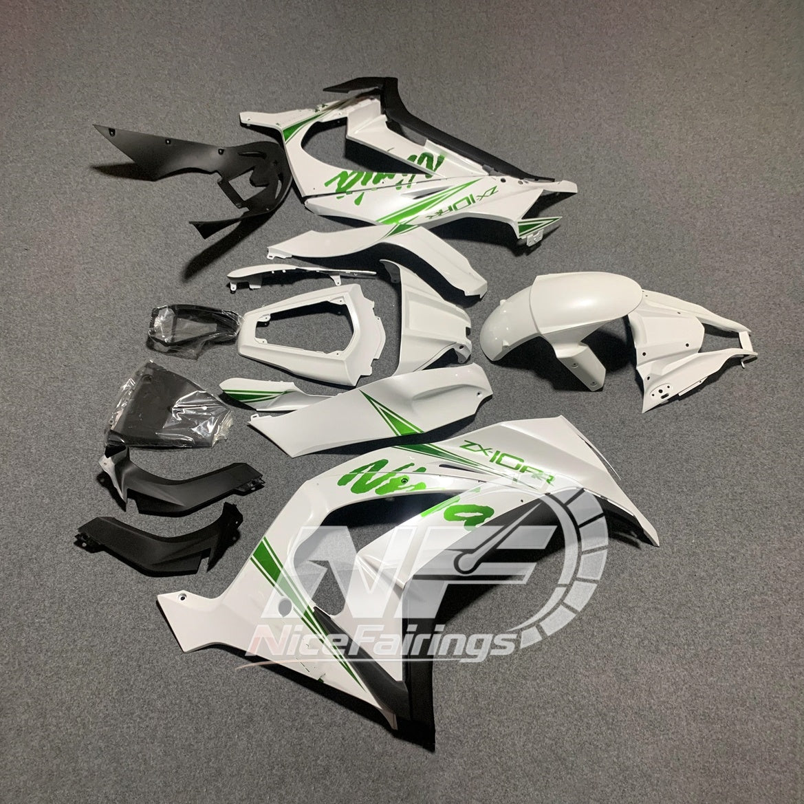 Ninja ZX10R 2011-2015 Custom Painted Replacement Plastics | NiceFairings - front angle image