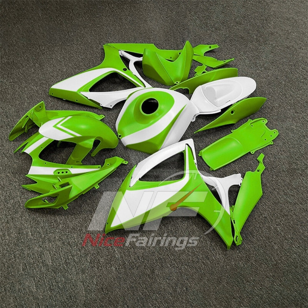 For Suzuki GSX-R600 GSX-R750 K6 2006-2007 Sportbike Fairing Set Green Gray Custom Painted Plastics | NiceFairings - front angle image
