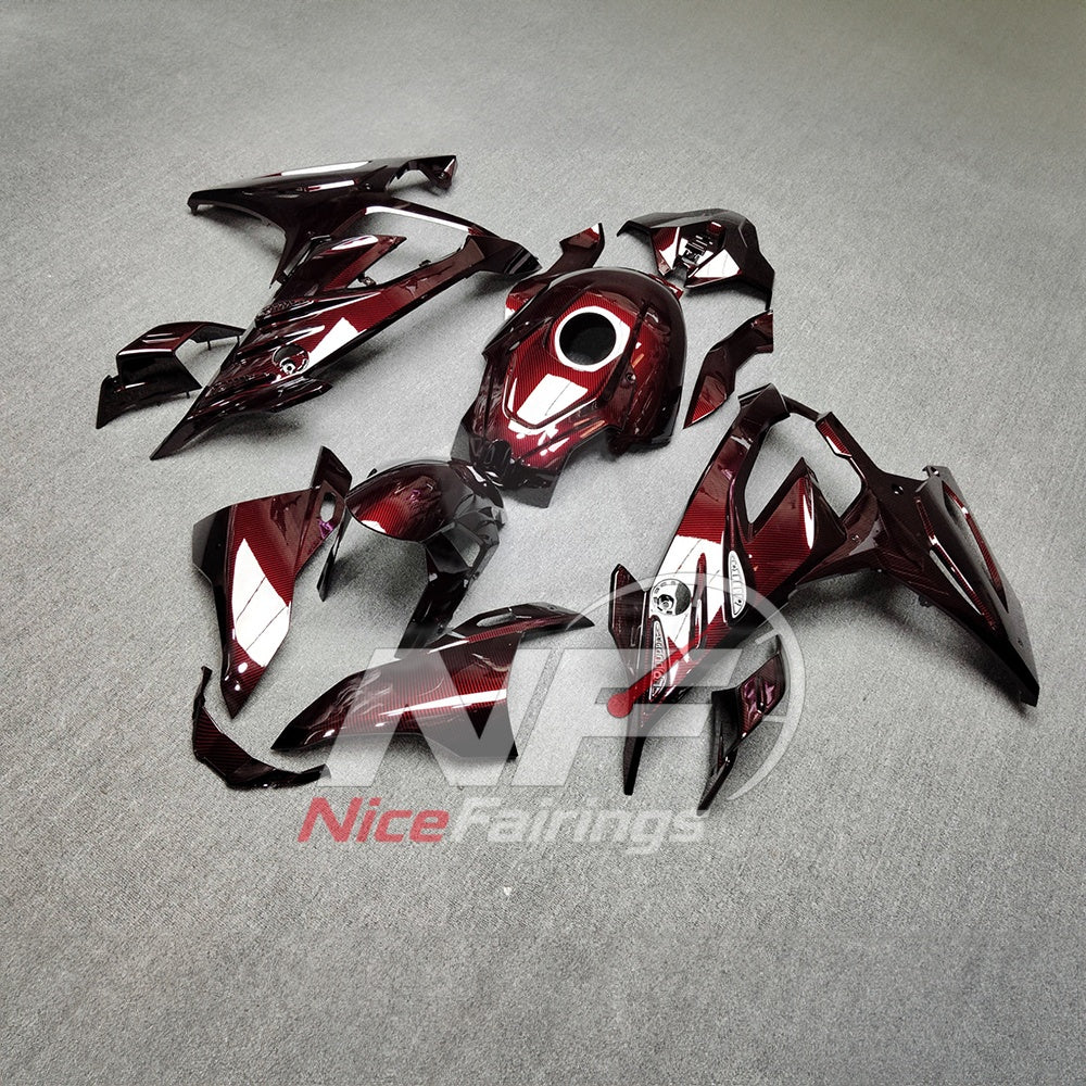 For BMW S1000RR 2023-2024 Red Black Sportbike Fairing Set with Custom Painted Plastics | NiceFairings - front angle image
