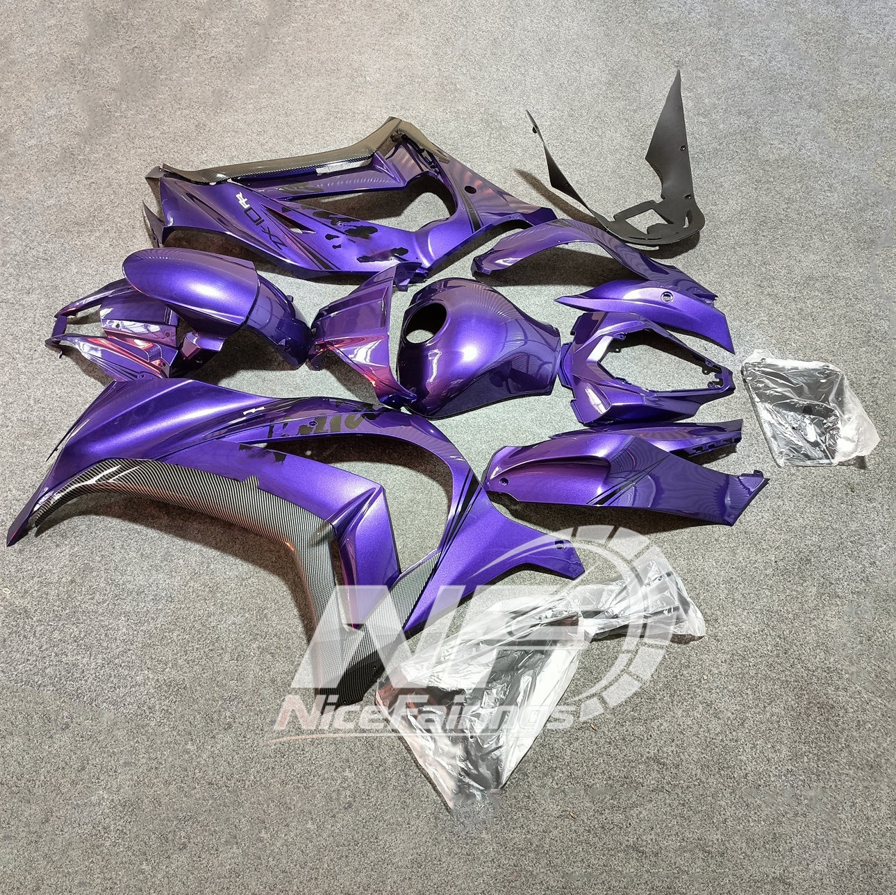 Ninja ZX10R 2011-2015 Custom Painted Replacement Plastics | NiceFairings - front angle image