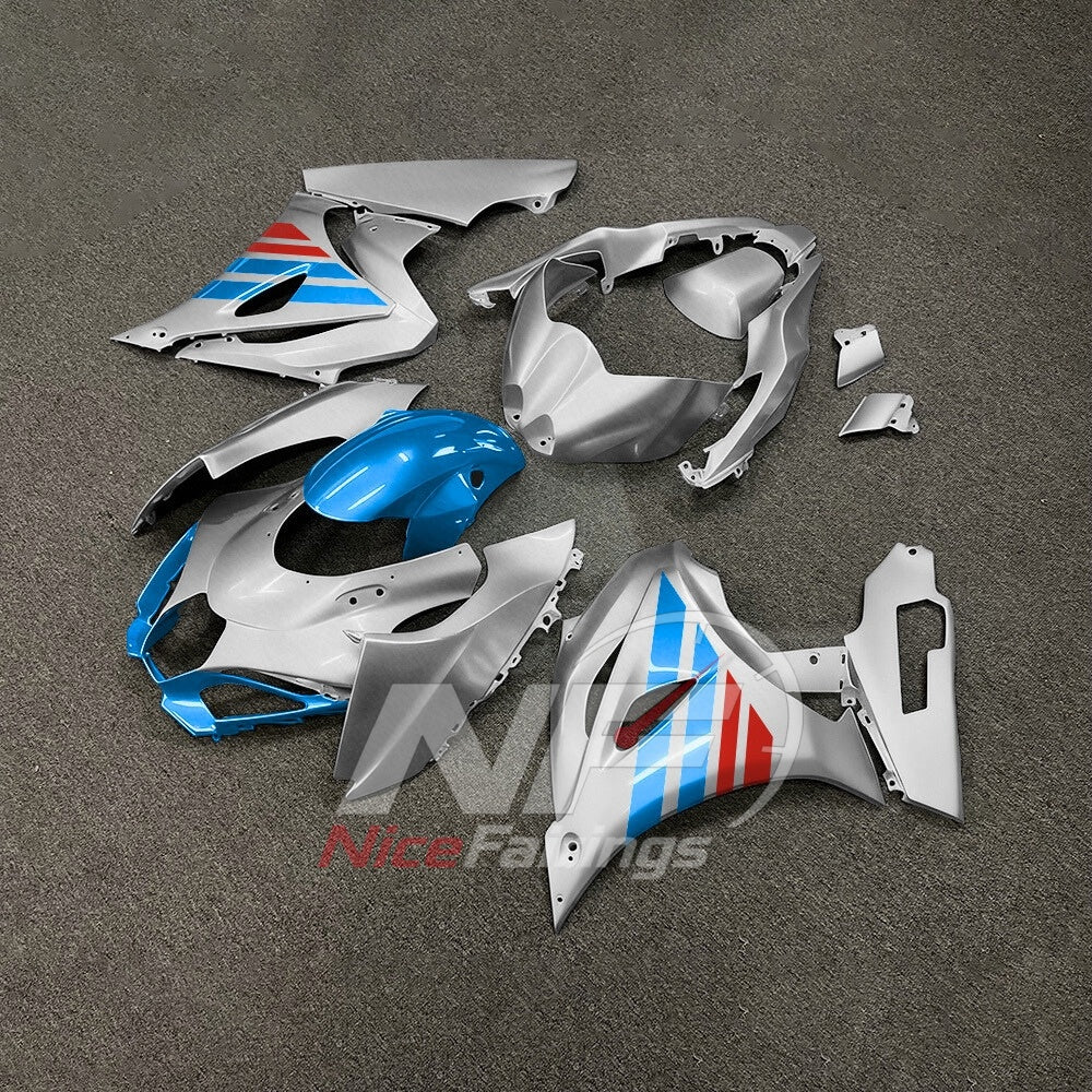 For Suzuki GSX-R1000 K17 2017-2026 Custom Fairings Blue Black ABS Sportbike Plastics | NiceFairings - front angle image