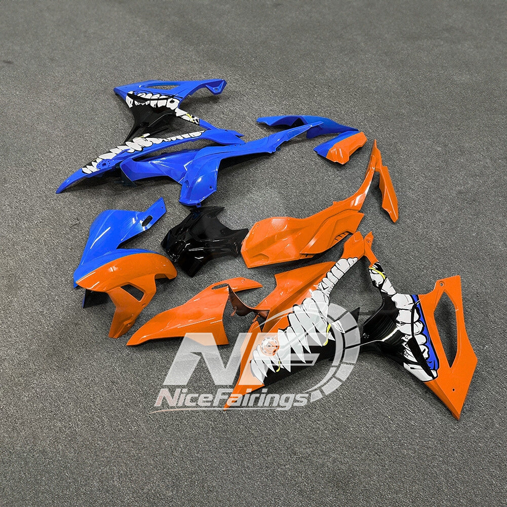 For BMW S1000RR 2019-2022 Grey Blue Full Fairing Kit, Painted ABS Motorcycle Plastics | NiceFairings - front angle image