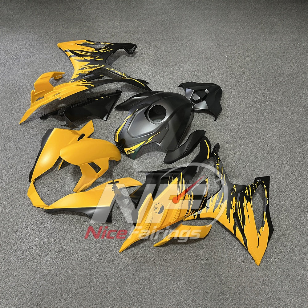 For BMW S1000RR 2023-2024 Yellow Black ABS Body Kit with Street and Track Fairing Panels | NiceFairings - front angle image