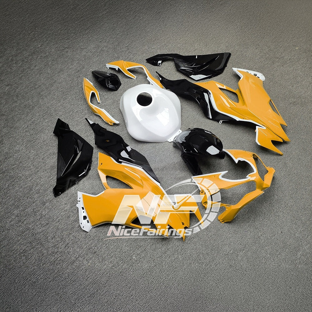 For Kawasaki Ninja ZX6R 636 2019-2023 Sportbike Plastics Orange Black Premium Edition | NiceFairings - front angle image