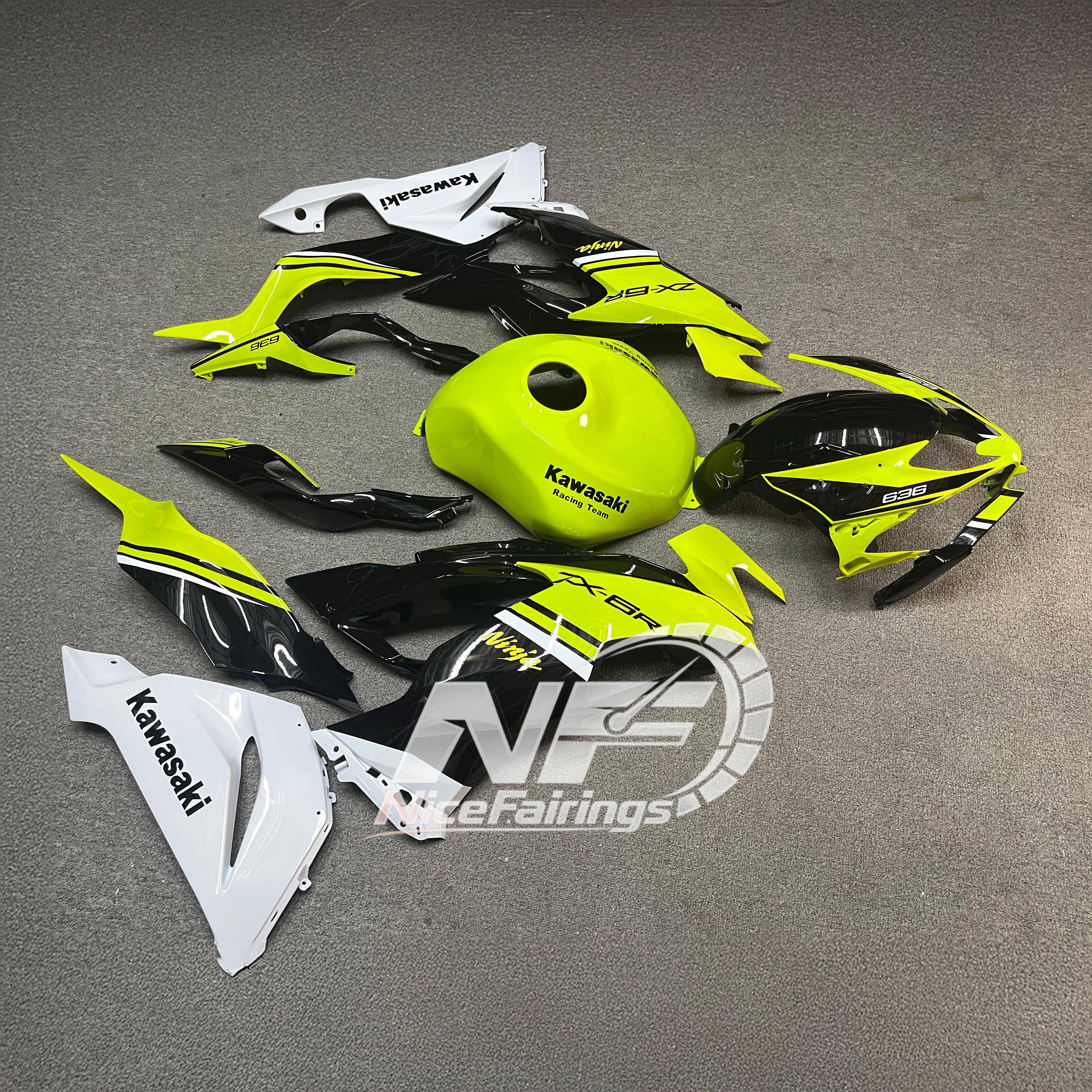 ZX6R 636 2019-2023 Painted Motorcycle Bodywork Red Black Tank Cover | NiceFairings - side angle image