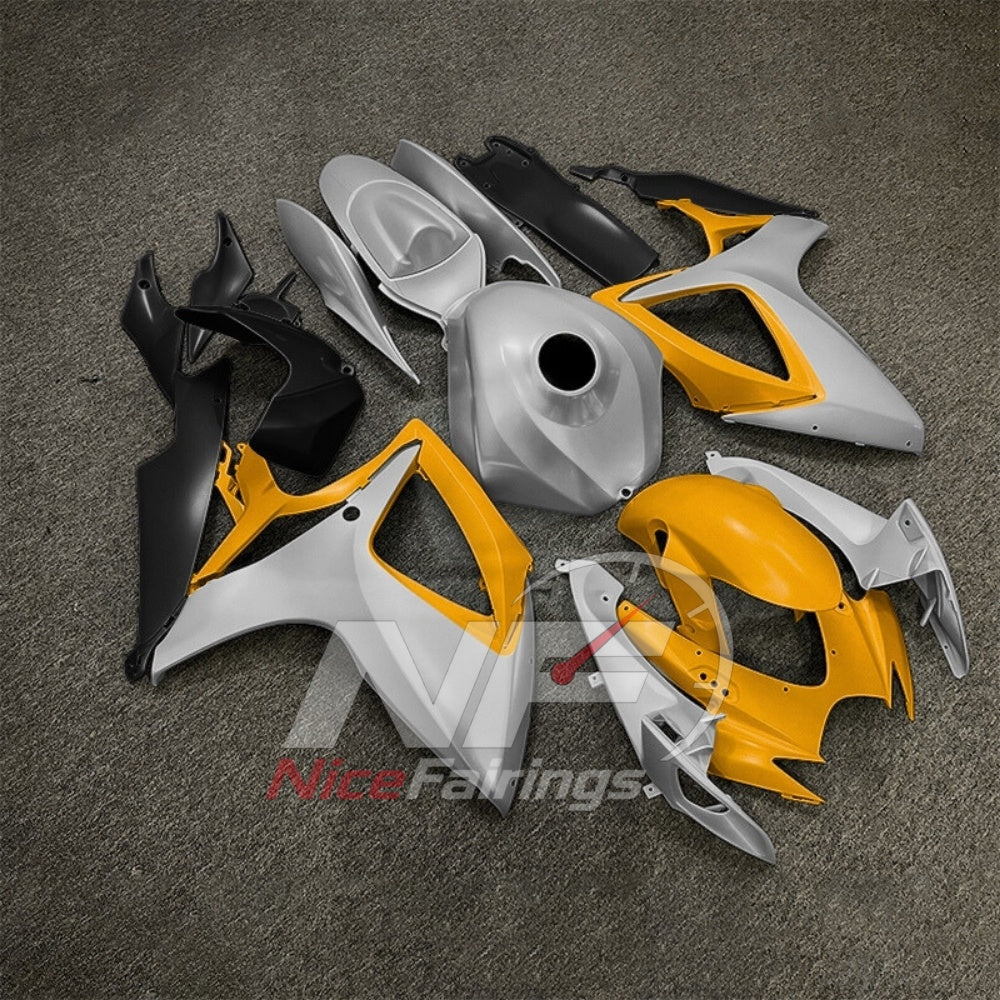 For Suzuki GSX-R600 GSX-R750 K6 2006-2007 Sportbike Fairing Set Gray Black Custom Painted Plastics | NiceFairings - side angle image